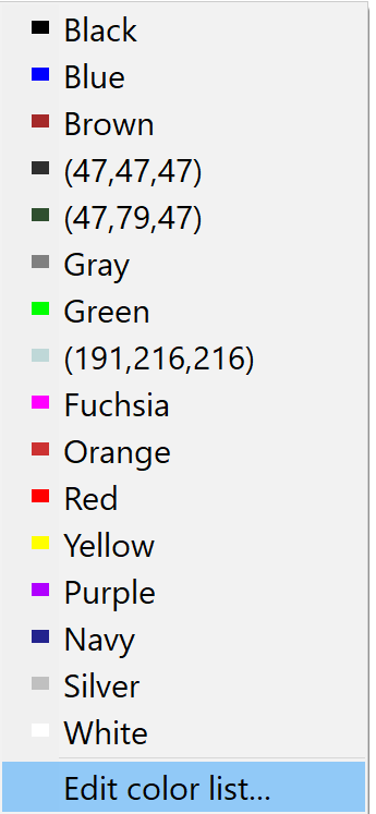 Editing the Color List